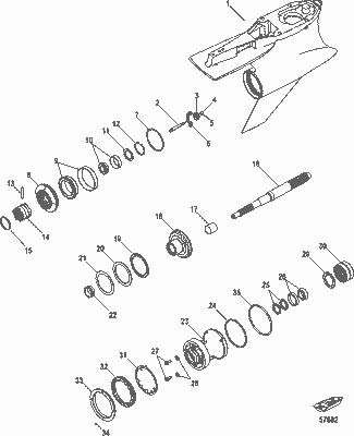 Order MERCURY 8M0137078 Gear Housing Assembly, Complete (Long) (1.75:1) Cambered Skeg