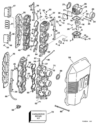 EVINRUDE-JOHNSON 343613 SEAL CARB BDY-BRWN C=3