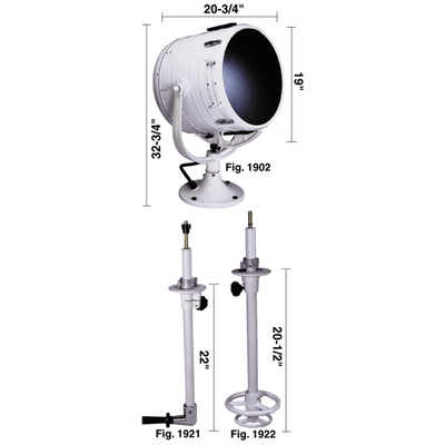 Order PERKO 1902004WHT Fig. 1902 19" Searchlight Head Assembly - for Lever or Wheel Control (Sold Separately) Order PERKO 1902004WHT Fig. 1902 19" Searchlight Head Assembly - for Lever or Wheel Control (Sold Separately)