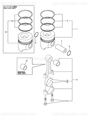Order YANMAR 729690-22610 Piston Assy, 0.25 Os