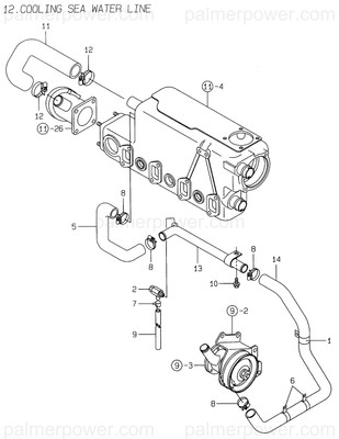 Order YANMAR 129475-49020 Pipe, Sea Water B