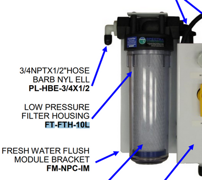 SPECTRA WATERMAKERS FT-FTH-10L Low Pres. Filter Housing(Clr)