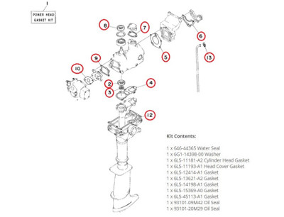 Order YAHAMA 6GE-W0001-00-00 3A (Malta) Power-Head Gasket Set