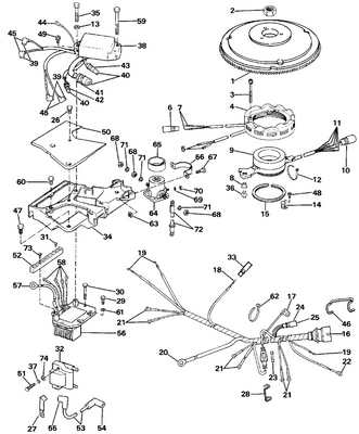 EVINRUDE-JOHNSON 583145 Engine Cable Assy.
