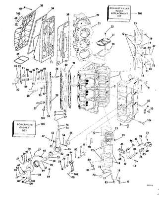 EVINRUDE-JOHNSON 391988 Powerhead Gasket Set