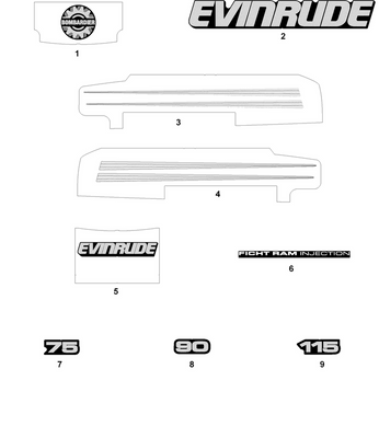EVINRUDE-JOHNSON 215224 Decal 90Hp F/R EVINRUDE-JOHNSON 215224 Decal 90Hp F/R