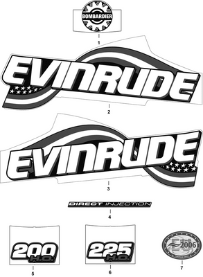 EVINRUDE-JOHNSON 215318 225 H.O. Front/Rear EVINRUDE-JOHNSON 215318 225 H.O. Front/Rear