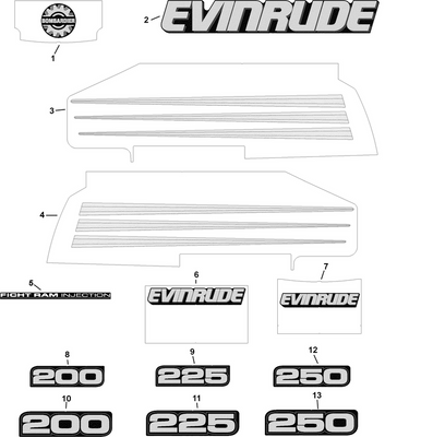 EVINRUDE-JOHNSON 215341 250 - Front | New P/N For 2003 EVINRUDE-JOHNSON 215341 250 - Front | New P/N For 2003
