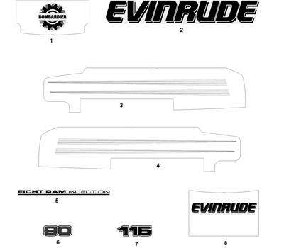 EVINRUDE-JOHNSON 215343 Decal 90Hp F/R EVINRUDE-JOHNSON 215343 Decal 90Hp F/R