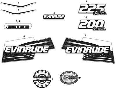 EVINRUDE-JOHNSON 215655 Evinrude Flag - Stbd | Included With Engine Cover Assy. EVINRUDE-JOHNSON 215655 Evinrude Flag - Stbd | Included With Engine Cover Assy.