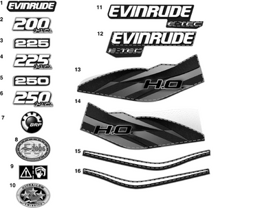 EVINRUDE-JOHNSON 215865 H.O. Wave, Starboard | Included With Engine Cover Assy. EVINRUDE-JOHNSON 215865 H.O. Wave, Starboard | Included With Engine Cover Assy.