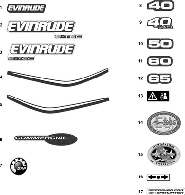 EVINRUDE-JOHNSON 216120 40 H.O Front/Rear EVINRUDE-JOHNSON 216120 40 H.O Front/Rear