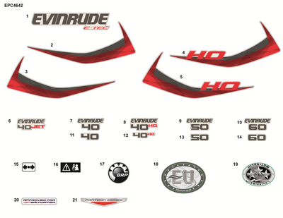 EVINRUDE-JOHNSON 216517 Decal, Stripe H.O. - Starboard | Blue H.O. Models EVINRUDE-JOHNSON 216517 Decal, Stripe H.O. - Starboard | Blue H.O. Models