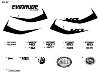 EVINRUDE-JOHNSON 216670 Evinrude 60 Hp - Graphite (Front) EVINRUDE-JOHNSON 216670 Evinrude 60 Hp - Graphite (Front)