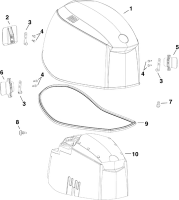 EVINRUDE-JOHNSON 285653 Engine Cover Assy, "White" | Includes All Decals, Except "Hp" Decal