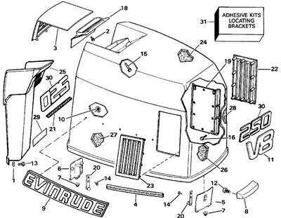 EVINRUDE-JOHNSON 332607 Lift Handle EVINRUDE-JOHNSON 332607 Lift Handle