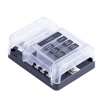 SIERRA FS40830 | 408 Series Fuse Block - 6 Gang w/ Cover & Bus Bar