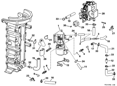 EVINRUDE-JOHNSON 344173 Hose, Inlet Tube To Oil Housing