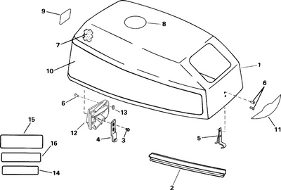 EVINRUDE-JOHNSON 346661 Decal, Front | Silver Engine Cover
