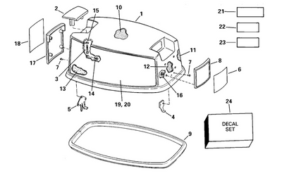 EVINRUDE-JOHNSON 346669 Decal, Frame, Rear - Z | 25R, 25Rl, 25Rt