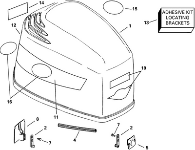 EVINRUDE-JOHNSON 348623 Decal, Front, 225 Ho | (Smoke.) EVINRUDE-JOHNSON 348623 Decal, Front, 225 Ho | (Smoke.)