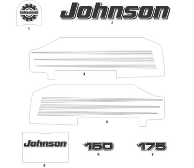 EVINRUDE-JOHNSON 350184 Decal, "Johnson", Port/Stbd | Included With "Engine Cover Assy" EVINRUDE-JOHNSON 350184 Decal, "Johnson", Port/Stbd | Included With "Engine Cover Assy"