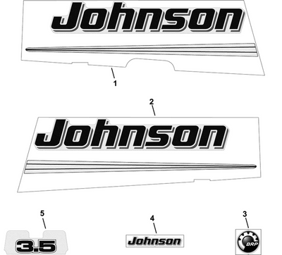 EVINRUDE-JOHNSON 350288 Decal, "Johnson - Rear EVINRUDE-JOHNSON 350288 Decal, "Johnson - Rear