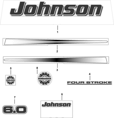 EVINRUDE-JOHNSON 350300 Decal, "6.0" - Rear