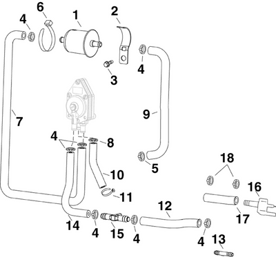 EVINRUDE-JOHNSON 350998 Hose, Oil Tee To Fuel Pump