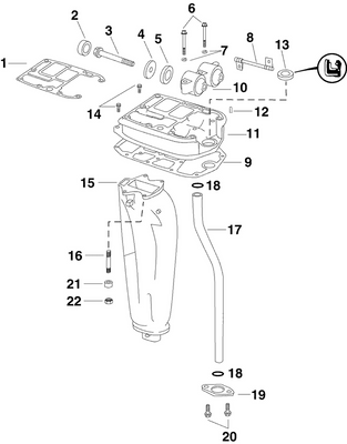 EVINRUDE-JOHNSON 351257 Exhaust Housing, Inner EVINRUDE-JOHNSON 351257 Exhaust Housing, Inner