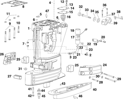 EVINRUDE-JOHNSON 352529 Screw, Exhaust Housing To Powerhead