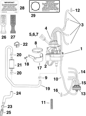 EVINRUDE-JOHNSON 352949 Hose, Oil Pump To Cylinder Block Tee EVINRUDE-JOHNSON 352949 Hose, Oil Pump To Cylinder Block Tee