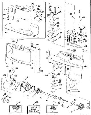 EVINRUDE-JOHNSON 434281 G'Case, Brg., Screen & Plug Ay.