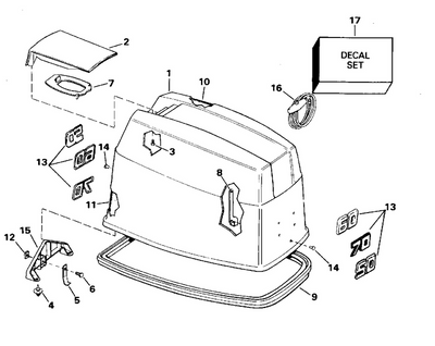 EVINRUDE-JOHNSON 437375 Decal Set, 25Si Models
