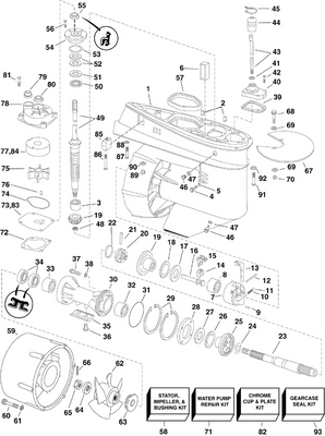 EVINRUDE-JOHNSON 5007685 Gearcase & Bearing Assembly EVINRUDE-JOHNSON 5007685 Gearcase & Bearing Assembly