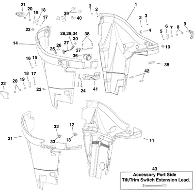 EVINRUDE-JOHNSON 5007892 Lower Cover Assy, Port - Smoke | X, Z - Models