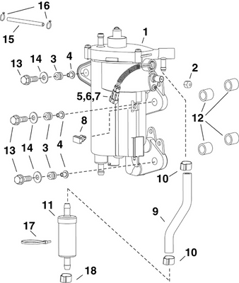 EVINRUDE-JOHNSON 5007896 Fuel Vapor Separator & Pump EVINRUDE-JOHNSON 5007896 Fuel Vapor Separator & Pump