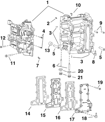 EVINRUDE-JOHNSON 5008167 Cylinder/Crankcase Assy, 15-30 Hp