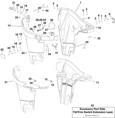EVINRUDE-JOHNSON 5009022 Lower Cover, Starboard | Graphite Models EVINRUDE-JOHNSON 5009022 Lower Cover, Starboard | Graphite Models