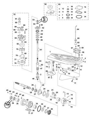 EVINRUDE-JOHNSON 5010305 Gearcase Assembly, Complete | Graphite Models