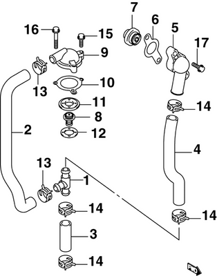 EVINRUDE-JOHNSON 5030617 Hose, Tee To Thermostat Cover