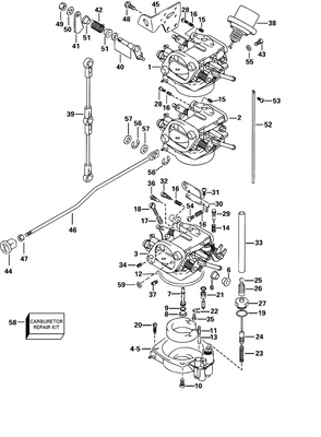 EVINRUDE-JOHNSON 5031965 Carburetor Assy, 2Nd | (25 Models Only.)