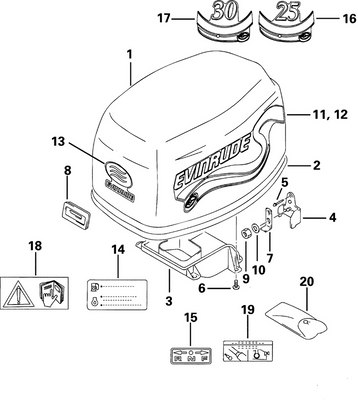 EVINRUDE-JOHNSON 5032519 Cover Assy., Engine | (Electric Models.)