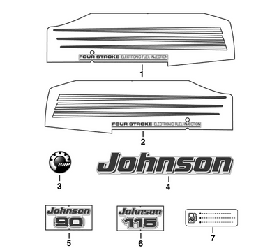 EVINRUDE-JOHNSON 5032867 Decal, "Johnson" | Included With "Engine Cover Assy" EVINRUDE-JOHNSON 5032867 Decal, "Johnson" | Included With "Engine Cover Assy"