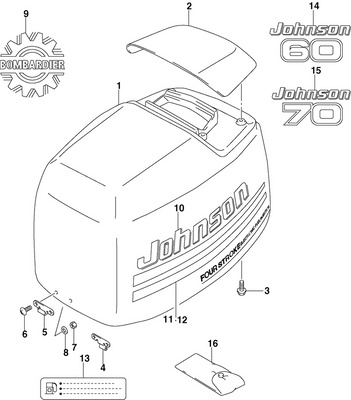 EVINRUDE-JOHNSON 5032868 Stripe, Engine Cover - Stbd EVINRUDE-JOHNSON 5032868 Stripe, Engine Cover - Stbd