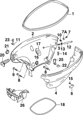EVINRUDE-JOHNSON 5033207 Caoutchouc, Capot Lateral