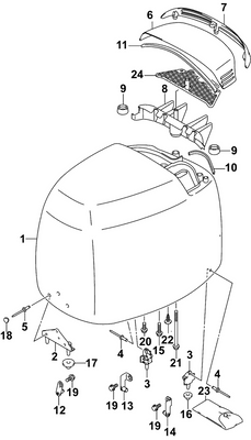 EVINRUDE-JOHNSON 5033959 Cover Assy, Engine | Important: When Ordering "Engine Cover Assy" Also Order Appropriate "Hp" Decal.