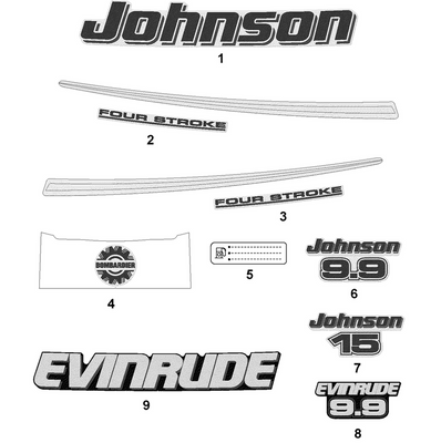 EVINRUDE-JOHNSON 5034058 Decal, "Bombardier" | Included With "Engine Cover Assy" , "Blue" Color Models, New P/N For 2003 Model Year