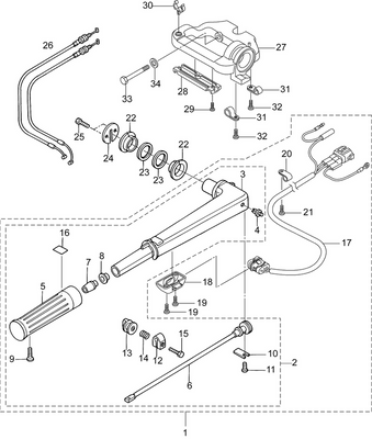 EVINRUDE-JOHNSON 5041456 Tiller Handle Assembly | Tpl, Tpx