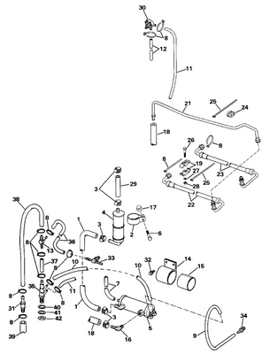 EVINRUDE-JOHNSON 985332 Tube Assy., Engine Cover To Oil Cooler
